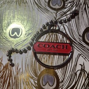 Coach Red and Silver Keychain